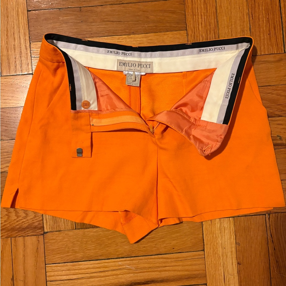 Emilio Pucci Vibrant Orange High Waist Shorts
